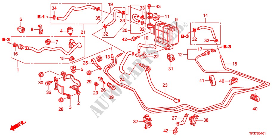 BRANDSTOF PIJP(RH) voor Honda JAZZ 1.3LX 5 deuren 5-versnellings handgeschakelde versnellingsbak 2011