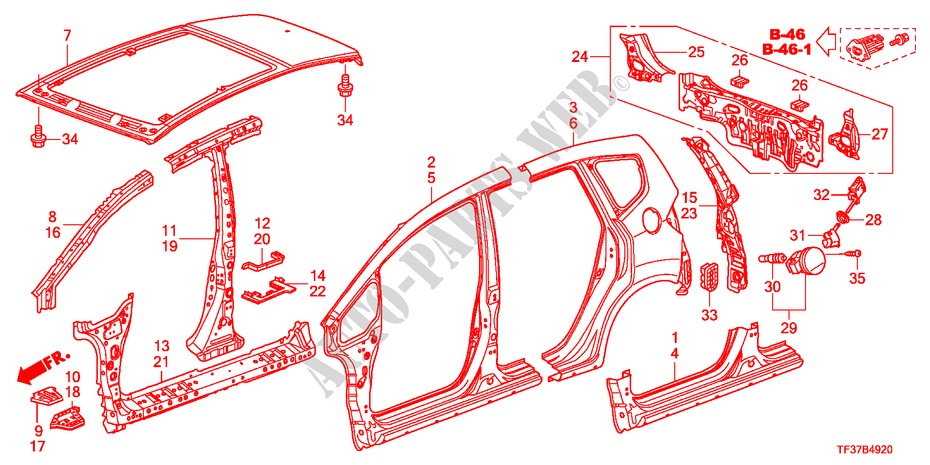 BUITEN PANELEN/ACHTER PANEEL voor Honda JAZZ 1.3LX 5 deuren 5-versnellings handgeschakelde versnellingsbak 2011