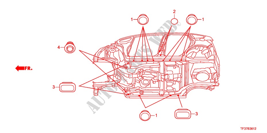 DOORVOERTULLE(ONDER) voor Honda JAZZ 1.3LX 5 deuren 5-versnellings handgeschakelde versnellingsbak 2011