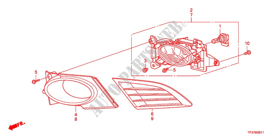 MISTLICHT(2) voor Honda JAZZ 1.4LSS 5 deuren 5-versnellings handgeschakelde versnellingsbak 2011
