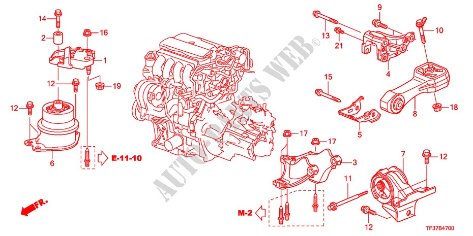 MOTOR BEVESTIGING(MT) voor Honda JAZZ 1.3LX 5 deuren 5-versnellings handgeschakelde versnellingsbak 2011