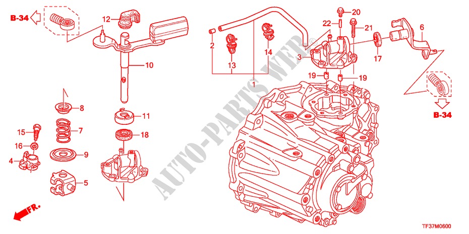 OVERSCHAKELHENDEL/OVERSCHAKELARM(MT) voor Honda JAZZ 1.3LX 5 deuren 5-versnellings handgeschakelde versnellingsbak 2011