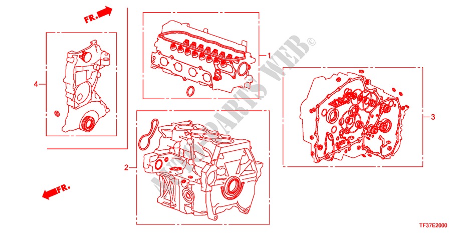 PAKKINGPAKKET voor Honda JAZZ 1.3LX 5 deuren 5-versnellings handgeschakelde versnellingsbak 2011