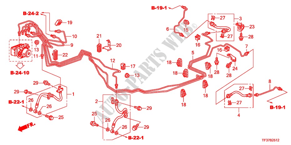 REMPIJP/SLANG(RH)(TROMMEL)(ABS) voor Honda JAZZ 1.3LX 5 deuren 5-versnellings handgeschakelde versnellingsbak 2011