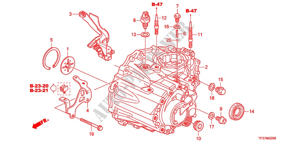 TRANSMISSIE HUIS(MT) voor Honda JAZZ 1.3LX 5 deuren 5-versnellings handgeschakelde versnellingsbak 2011