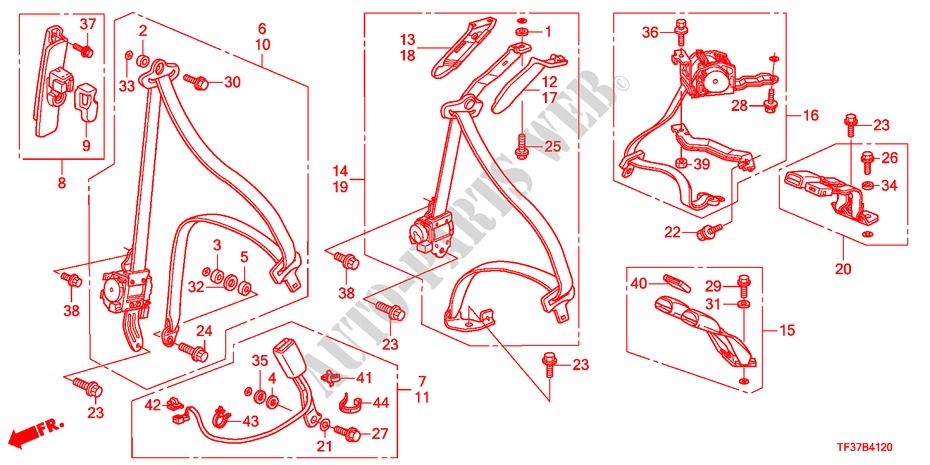VEILIGHEIDSRIEMEN voor Honda JAZZ 1.3LX 5 deuren 5-versnellings handgeschakelde versnellingsbak 2011