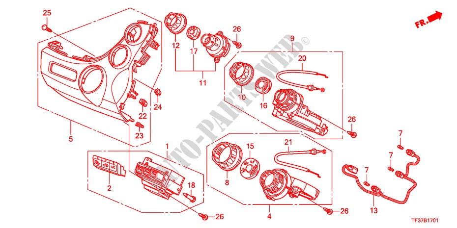VERWARMING REGELAAR(RH) voor Honda JAZZ 1.3LX 5 deuren 5-versnellings handgeschakelde versnellingsbak 2011