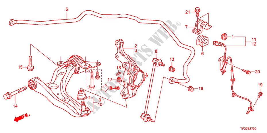 VOOR ONDER ARM voor Honda JAZZ 1.3LX 5 deuren 5-versnellings handgeschakelde versnellingsbak 2011
