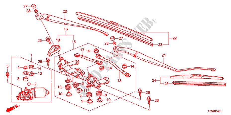 VOOR RUITESPROEIER(RH) voor Honda JAZZ 1.3LX 5 deuren 5-versnellings handgeschakelde versnellingsbak 2011