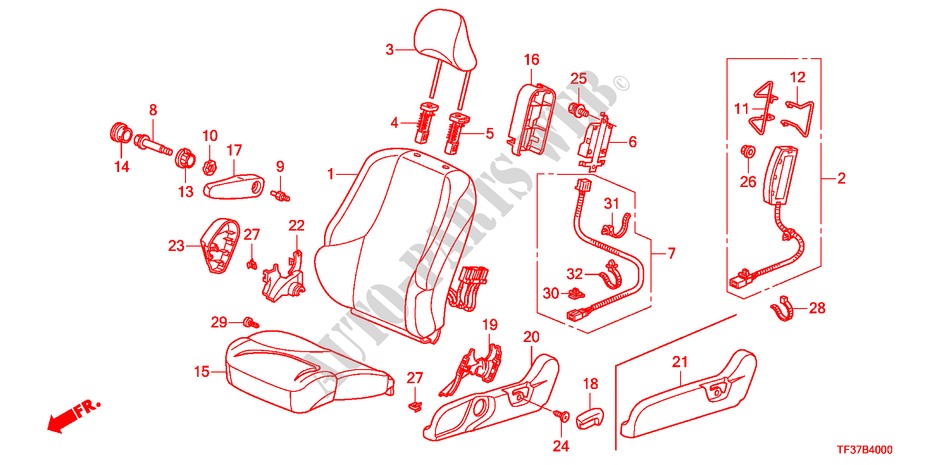 VOOR ZITTING(L.) voor Honda JAZZ 1.3LX 5 deuren 5-versnellings handgeschakelde versnellingsbak 2011