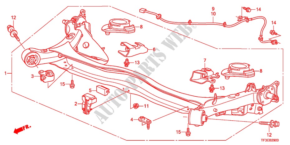 ACHTER AS voor Honda JAZZ 1.5EX 5 deuren 5-versnellings handgeschakelde versnellingsbak 2012