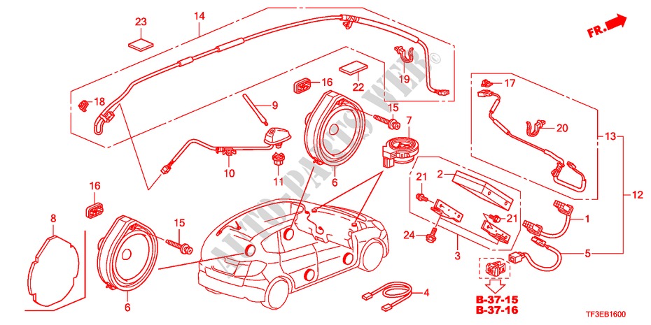ANTENNE/LUIDSPREKER voor Honda JAZZ 1.4ES 5 deuren 5-versnellings handgeschakelde versnellingsbak 2012