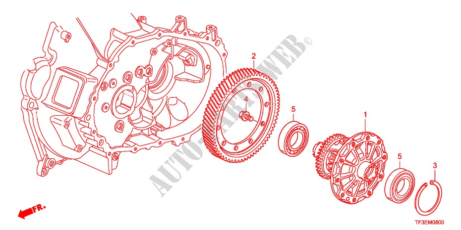 DIFFERENTIEEL voor Honda JAZZ 1.4ES 5 deuren 5-versnellings handgeschakelde versnellingsbak 2012
