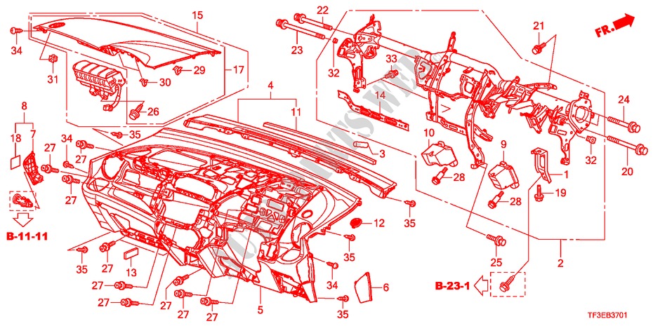 INSTRUMENTEN PANEEL(RH) voor Honda JAZZ 1.5EX 5 deuren 5-versnellings handgeschakelde versnellingsbak 2012