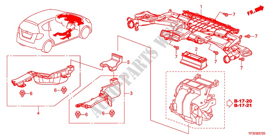 KANAAL voor Honda JAZZ 1.4ES    TEMP TIRE 5 deuren 5-versnellings handgeschakelde versnellingsbak 2012