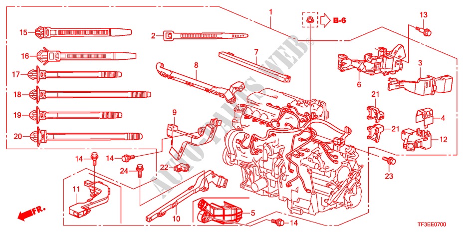 MOTOR BEDRADINGSBUNDEL voor Honda JAZZ 1.4ES 5 deuren 5-versnellings handgeschakelde versnellingsbak 2012