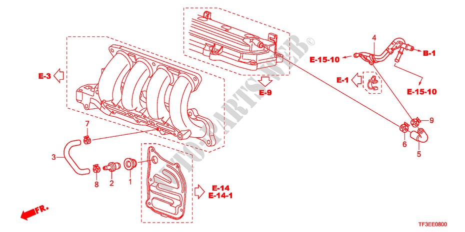 ONTLUCHTER PIJP voor Honda JAZZ 1.5EX 5 deuren 5-versnellings handgeschakelde versnellingsbak 2012
