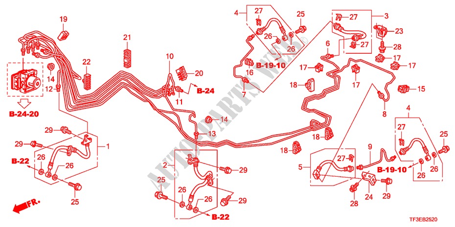 REMPIJP/SLANG(LH)(VSA) voor Honda JAZZ 1.4ES 5 deuren CVT versnellingsbak 2012