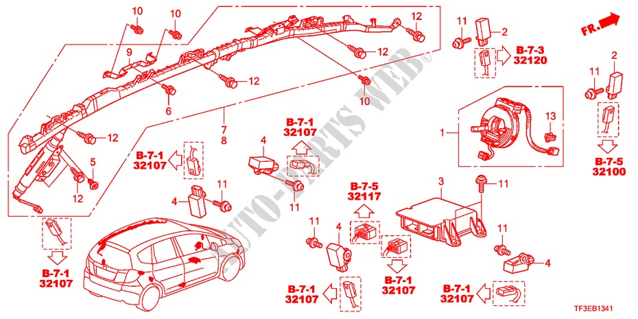 SRS EENHEID(RH) voor Honda JAZZ 1.4ES 5 deuren 5-versnellings handgeschakelde versnellingsbak 2012