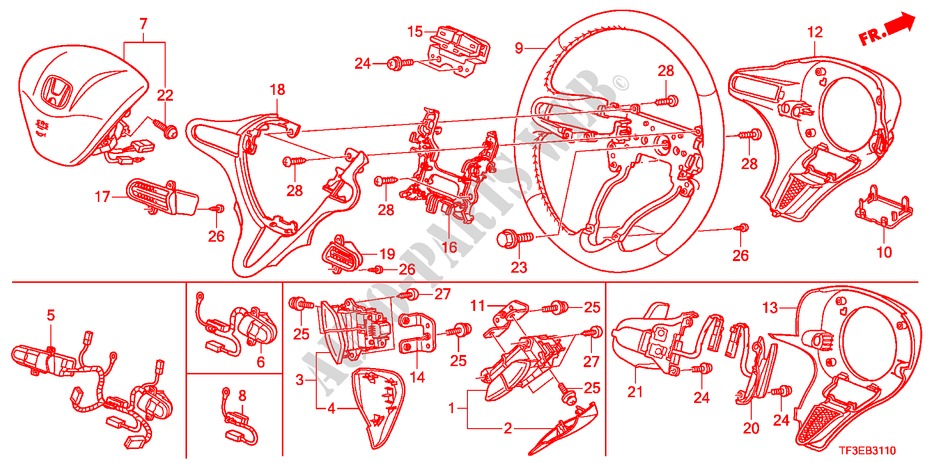 STUURWIEL voor Honda JAZZ 1.4ES 5 deuren 5-versnellings handgeschakelde versnellingsbak 2012