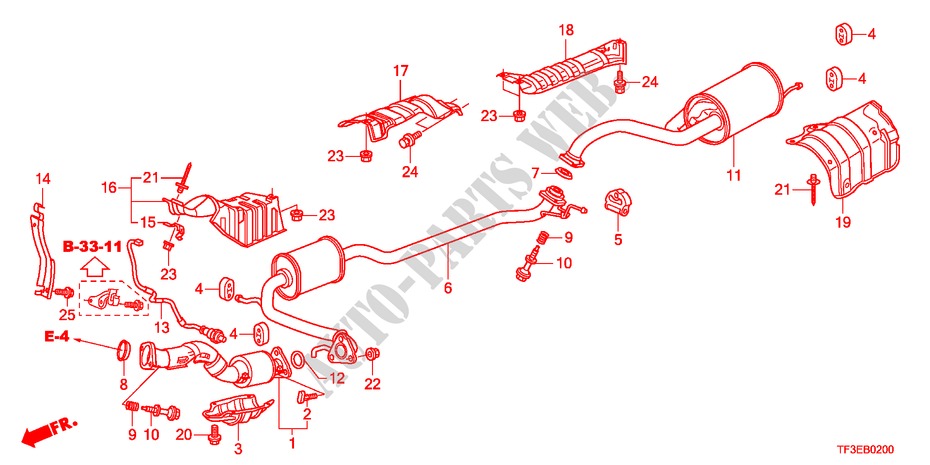 UITLAATPIJP/GELUIDDEMPER voor Honda JAZZ 1.4ES 5 deuren 5-versnellings handgeschakelde versnellingsbak 2012