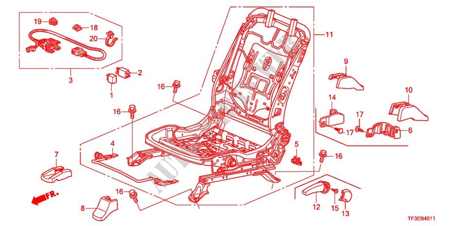 V. ZITTING COMPONENTEN(L.)(2) voor Honda JAZZ 1.4ES 5 deuren 5-versnellings handgeschakelde versnellingsbak 2012
