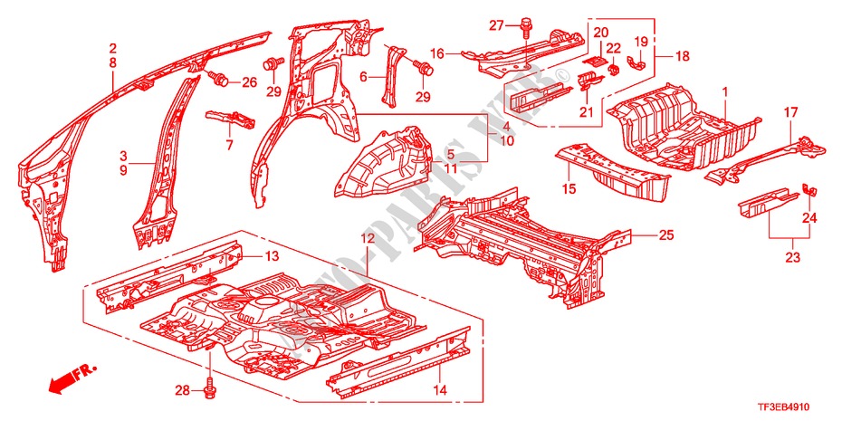VLOER/BINNEN PANELEN voor Honda JAZZ 1.5LX 5 deuren 5-traps automatische versnellingsbak 2012