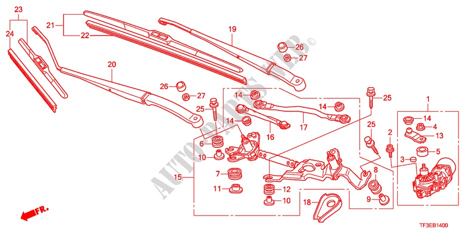 VOOR RUITESPROEIER(LH) voor Honda JAZZ 1.5EX 5 deuren 5-traps automatische versnellingsbak 2012