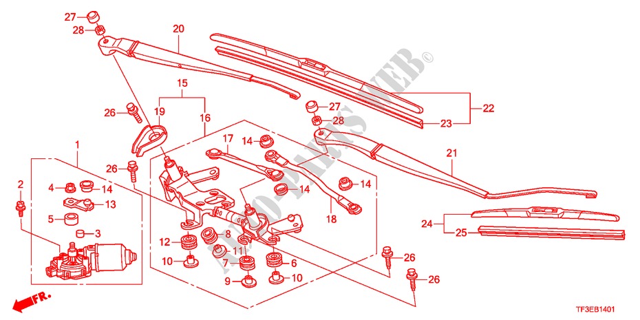 VOOR RUITESPROEIER(RH) voor Honda JAZZ 1.5EX 5 deuren 5-versnellings handgeschakelde versnellingsbak 2012