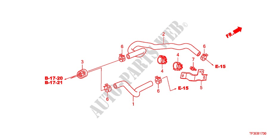 WATERSLANG voor Honda JAZZ 1.4ES 5 deuren 5-versnellings handgeschakelde versnellingsbak 2012