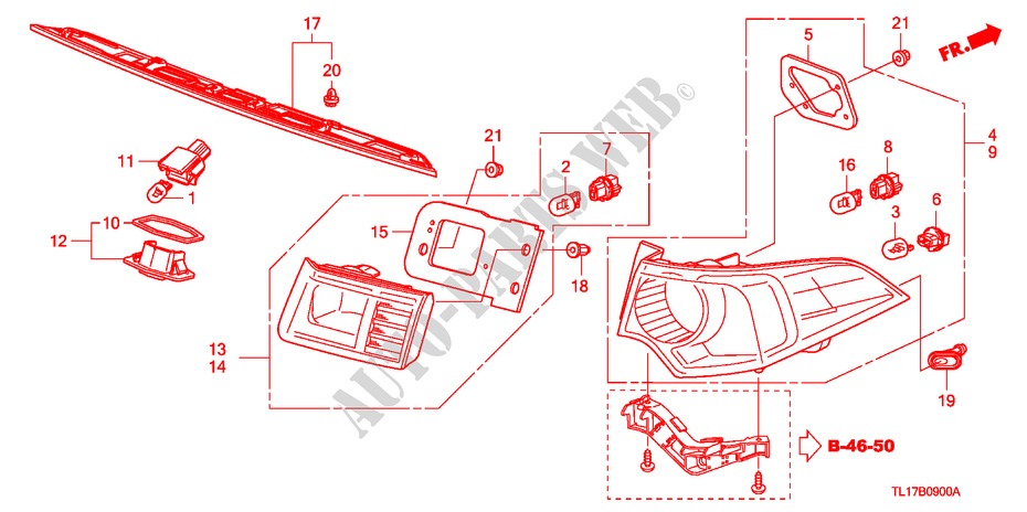 ACHTERLICHT/KENTEKEN LICHT voor Honda ACCORD 2.0 S 4 deuren 5-traps automatische versnellingsbak 2009