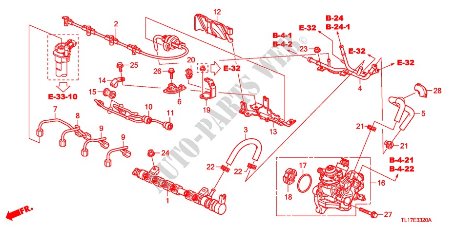 BRANDSTOF RAIL/HOGE DRUK POMP(DIESEL) voor Honda ACCORD 2.2 EX 4 deuren 5-traps automatische versnellingsbak 2009