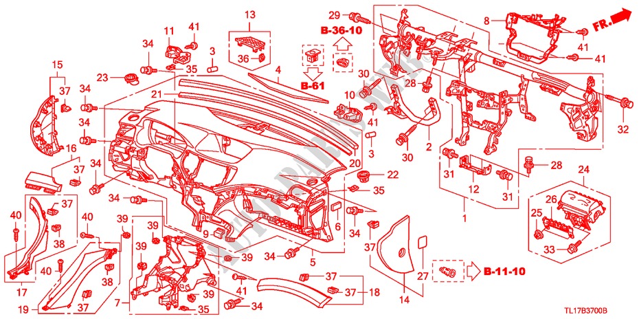 INSTRUMENTEN PANEEL(LH) voor Honda ACCORD 2.2 EXECUTIVE 4 deuren 6-versnellings handgeschakelde versnellingsbak 2009