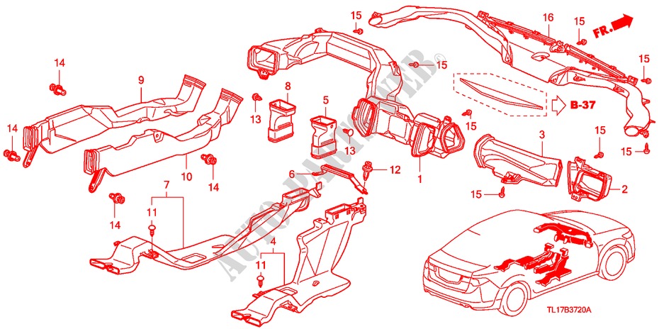 KANAAL(LH) voor Honda ACCORD 2.2 EXECUTIVE 4 deuren 6-versnellings handgeschakelde versnellingsbak 2009