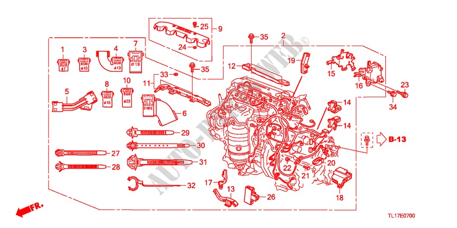 MOTOR BEDRADINGSBUNDEL (2.0L) voor Honda ACCORD 2.0 COMFORT 4 deuren 6-versnellings handgeschakelde versnellingsbak 2009