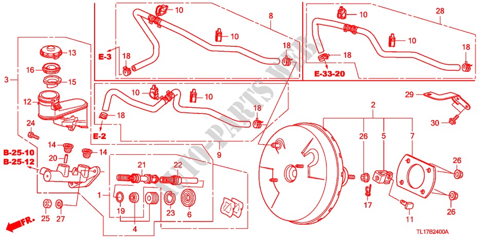 REM HOOFDCILINDER/ HOOFDSPANNING(LH) voor Honda ACCORD 2.2 ELEGANCE 4 deuren 5-traps automatische versnellingsbak 2009