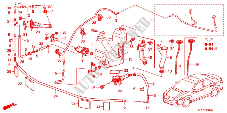 RUITESPROEIER(3)/ KOPLAMP SPROEIERWISSER voor Honda ACCORD 2.2 EXECUTIVE 4 deuren 6-versnellings handgeschakelde versnellingsbak 2009