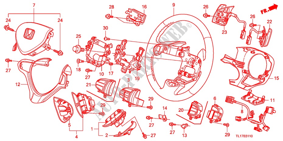 STUURWIEL(SRS) voor Honda ACCORD 2.2 ELEGANCE 4 deuren 5-traps automatische versnellingsbak 2009