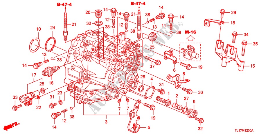 TRANSMISSIE HUIS (DIESEL) voor Honda ACCORD 2.2 EXECUTIVE 4 deuren 6-versnellings handgeschakelde versnellingsbak 2009