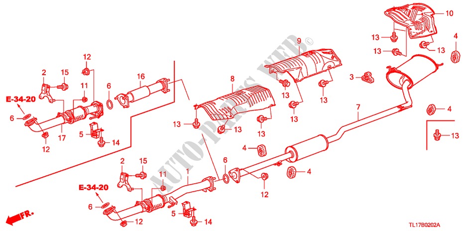 UITLAATPIJP(DIESEL) voor Honda ACCORD 2.2 EXECUTIVE 4 deuren 6-versnellings handgeschakelde versnellingsbak 2009