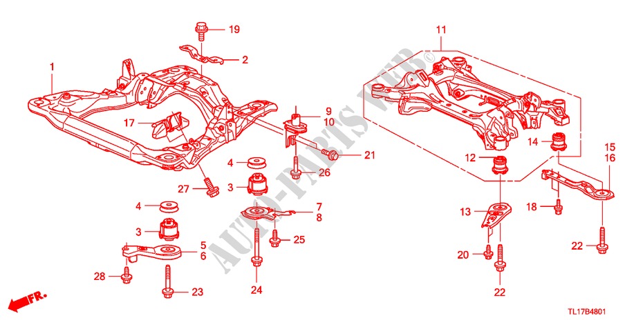 VOOR SUB FRAME/ACHTER BALK(DIESEL) voor Honda ACCORD 2.2 EXECUTIVE 4 deuren 6-versnellings handgeschakelde versnellingsbak 2009