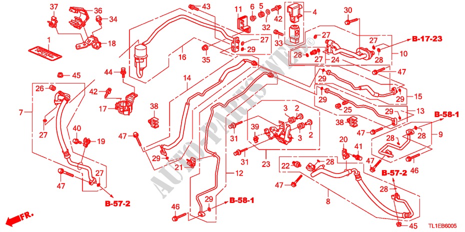 AIRCONDITIONER(SLANGEN/PIJPEN)(DIESEL)(RH) voor Honda ACCORD 2.2 ES 4 deuren 6-versnellings handgeschakelde versnellingsbak 2011