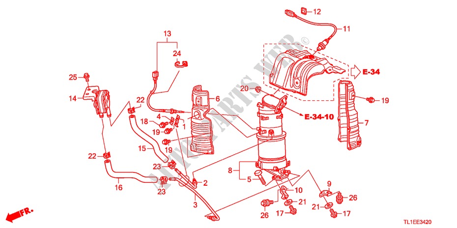 CONVERTER(DIESEL) voor Honda ACCORD 2.2 ES 4 deuren 6-versnellings handgeschakelde versnellingsbak 2011
