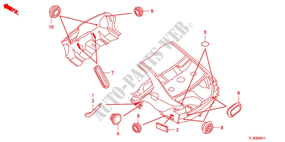 DOORVOERTULLE(ACHTER) voor Honda ACCORD 2.0 EXECUTIVE 4 deuren 5-traps automatische versnellingsbak 2011