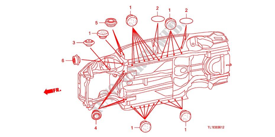 DOORVOERTULLE(ONDER) voor Honda ACCORD 2.2 ES 4 deuren 6-versnellings handgeschakelde versnellingsbak 2011