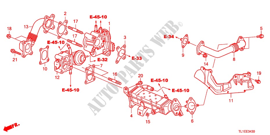 EGR KLEP(DIESEL) voor Honda ACCORD 2.2 ES 4 deuren 6-versnellings handgeschakelde versnellingsbak 2011