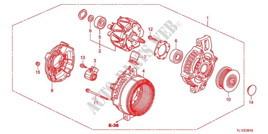 GENERATOR(DENSO)(DIESEL) voor Honda ACCORD 2.2 ES 4 deuren 6-versnellings handgeschakelde versnellingsbak 2011