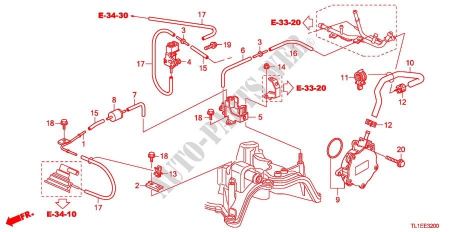 INSTALLATIEPIJP/VACUUMPOMP(DIESEL) voor Honda ACCORD 2.2 ES 4 deuren 6-versnellings handgeschakelde versnellingsbak 2011