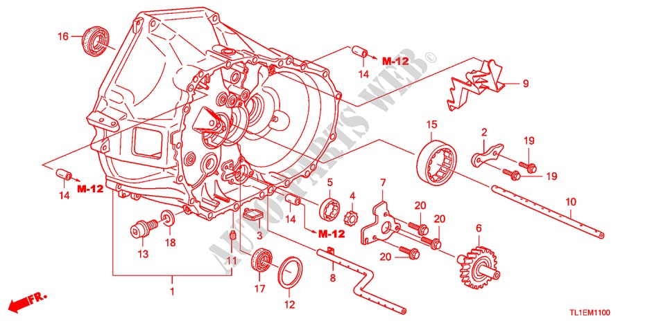 KOPPELINGKAST(DIESEL) voor Honda ACCORD 2.2 ES 4 deuren 6-versnellings handgeschakelde versnellingsbak 2011