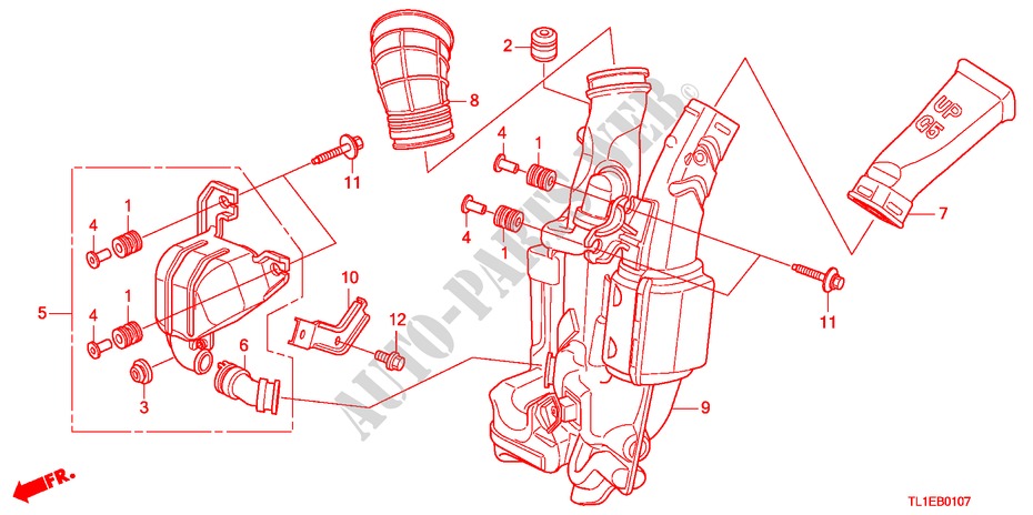 LUCHTINLAATBHUIS(DIESEL) voor Honda ACCORD 2.2 ES 4 deuren 6-versnellings handgeschakelde versnellingsbak 2011